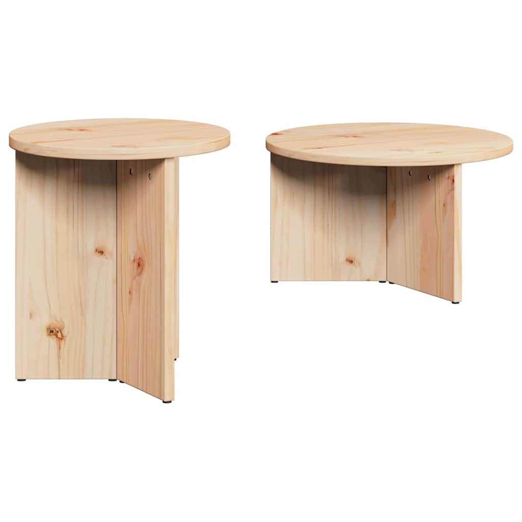 Sofabord 2 stk. Naturfarvet 49 x 49 x 28 cm Massivt fyrretræ