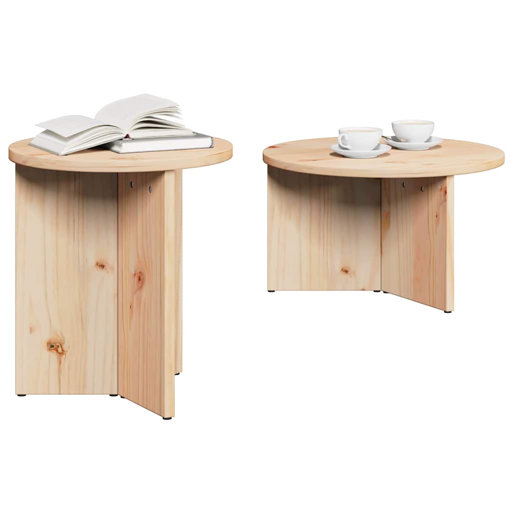 Sofabord 2 stk. Naturfarvet 49 x 49 x 28 cm Massivt fyrretræ