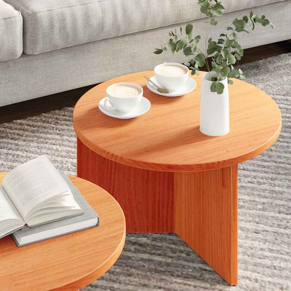 Sofabord 2 stk. Voks brun 49 x 49 x 28 cm Massivt fyrretræ