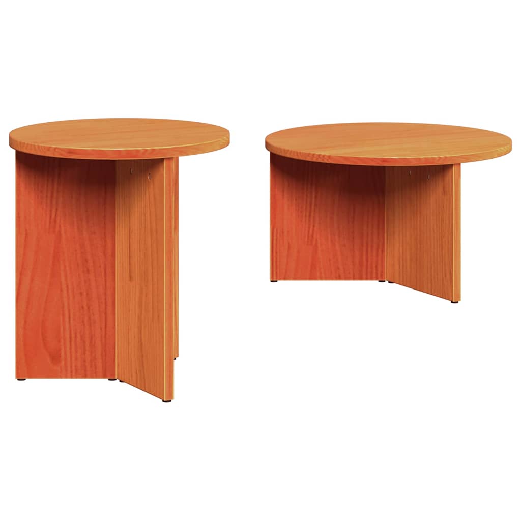 Sofabord 2 stk. Voks brun 49 x 49 x 28 cm Massivt fyrretræ