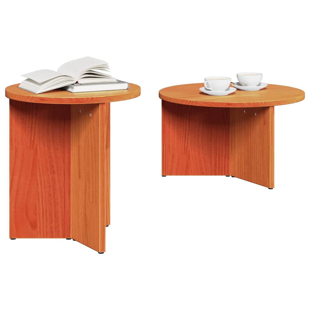 Sofabord 2 stk. Voks brun 49 x 49 x 28 cm Massivt fyrretræ
