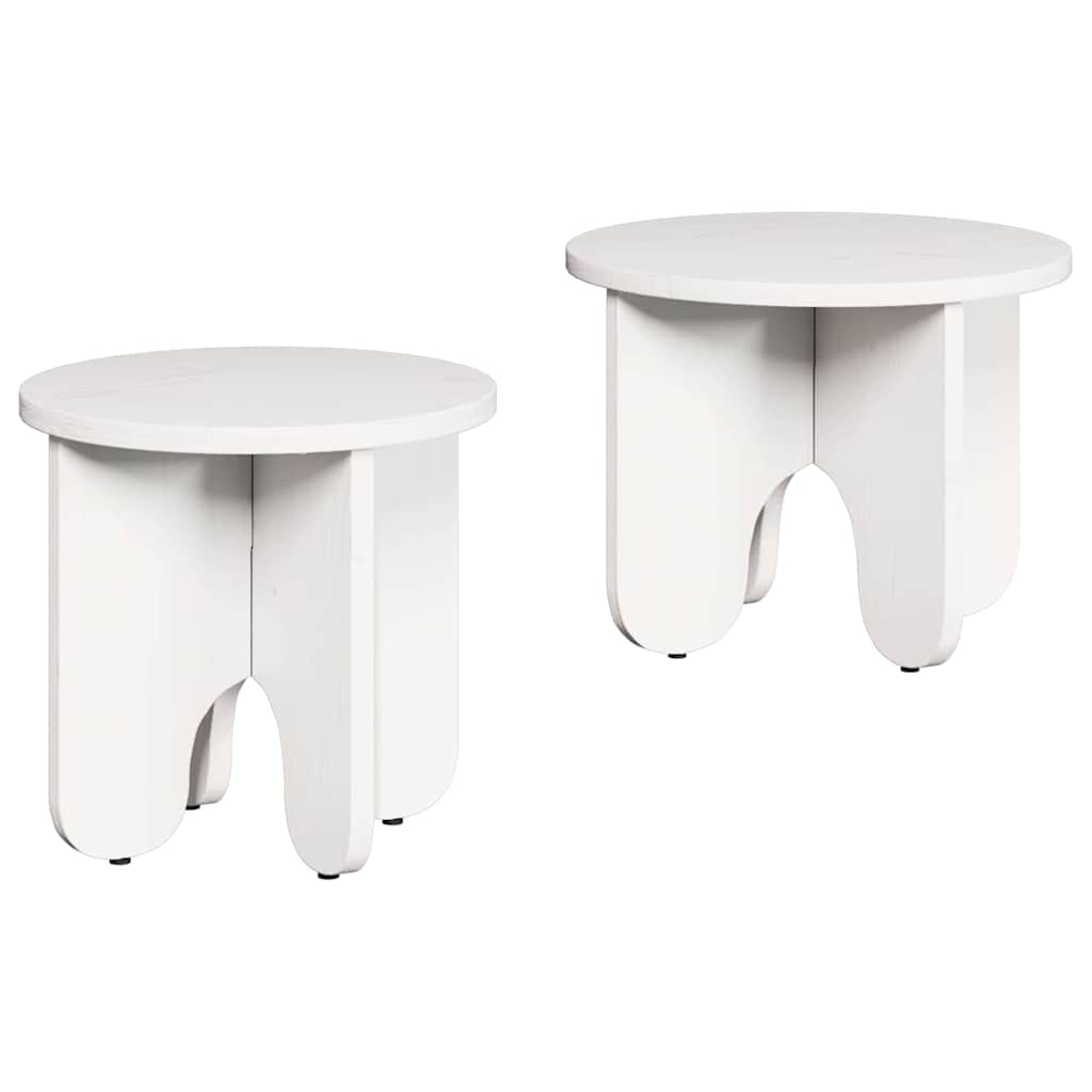 Sofabord 2 stk. Hvid 39.5 x 39.5 x 30 cm Massivt fyrretræ
