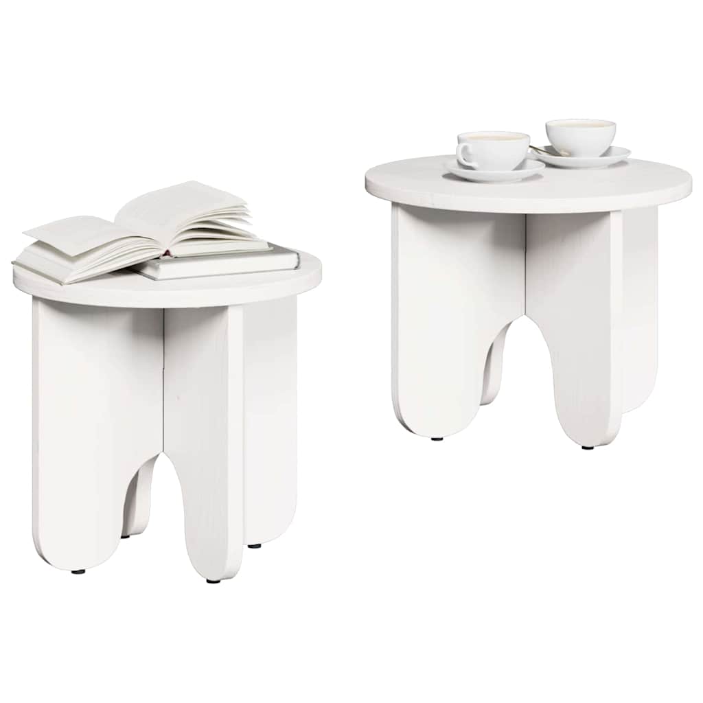 Sofabord 2 stk. Hvid 39.5 x 39.5 x 30 cm Massivt fyrretræ