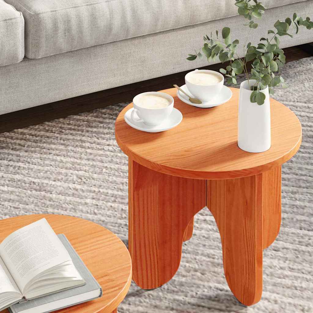 Sofabord 2 stk. Voks brun 39.5 x 39.5 x 30 cm Massivt fyrretræ