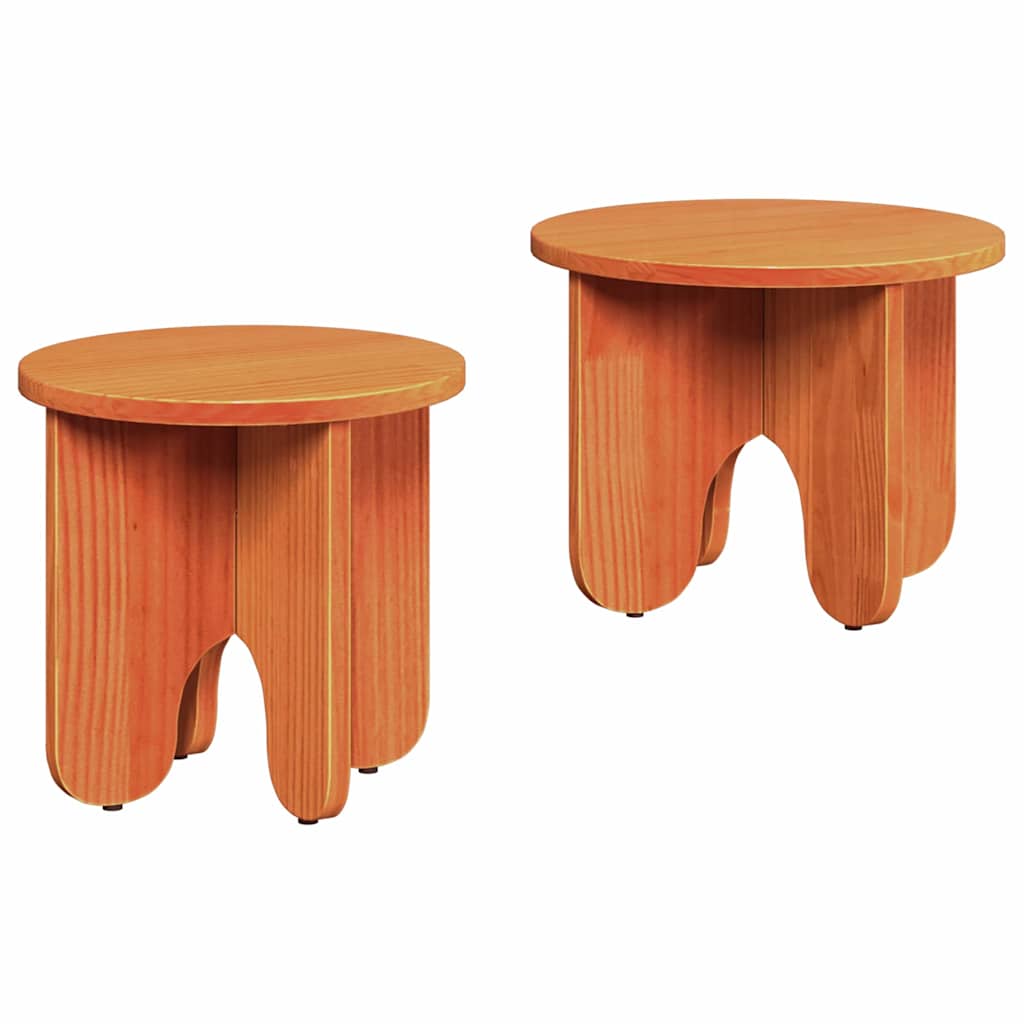 Sofabord 2 stk. Voks brun 39.5 x 39.5 x 30 cm Massivt fyrretræ