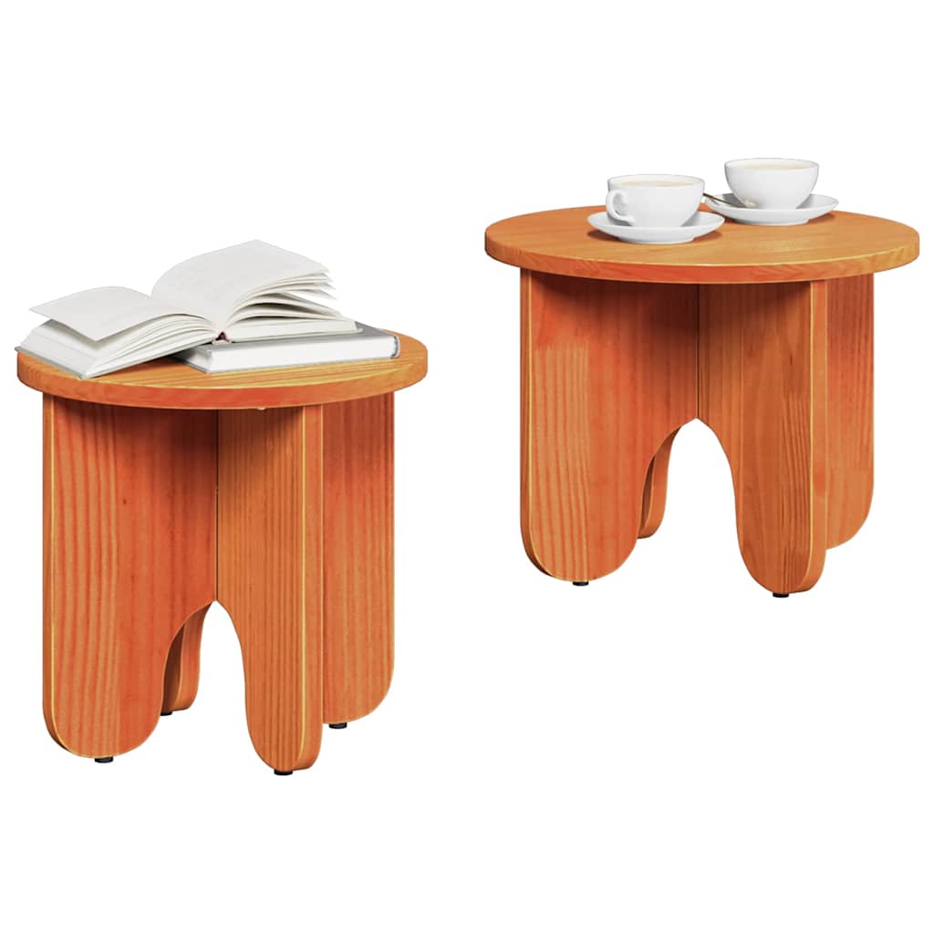 Sofabord 2 stk. Voks brun 39.5 x 39.5 x 30 cm Massivt fyrretræ