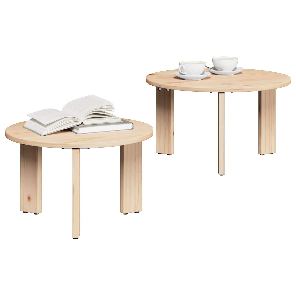 Sofabord 2 stk. Naturfarvet 47,5 x 47,5 x 27 cm