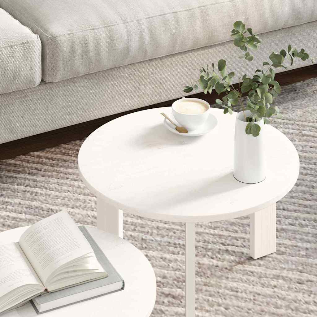 Sofabord 2 stk. Hvid 47,5 x 47,5 x 27 cm Massivt fyrretræ