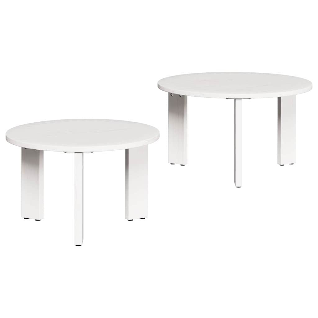 Sofabord 2 stk. Hvid 47,5 x 47,5 x 27 cm Massivt fyrretræ