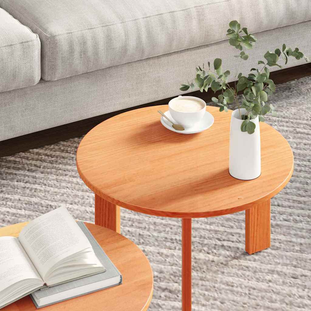Sofabord 2 stk. Voks brun 47,5 x 47,5 x 27 cm Massivt fyrretræ