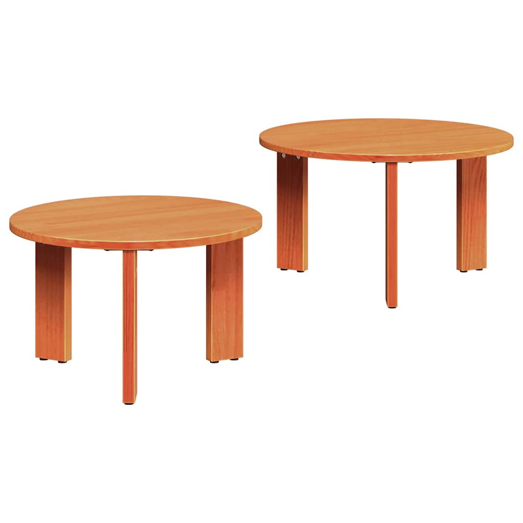 Sofabord 2 stk. Voks brun 47,5 x 47,5 x 27 cm Massivt fyrretræ