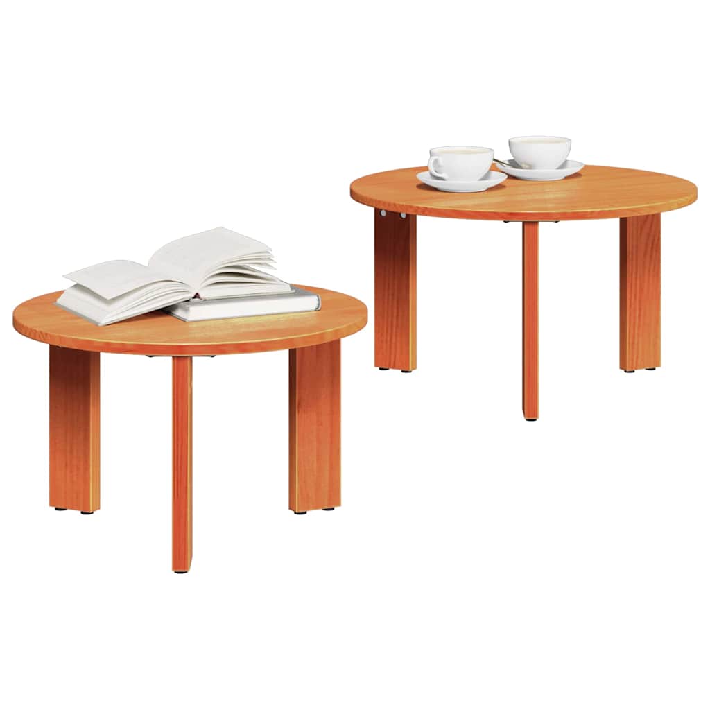 Sofabord 2 stk. Voks brun 47,5 x 47,5 x 27 cm Massivt fyrretræ