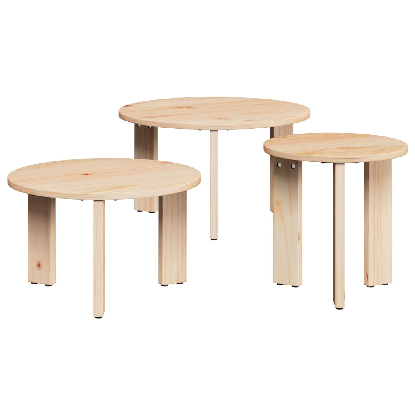 Sofabord 3 stk. Naturfarvet 47,5 x 47,5 x 27 cm