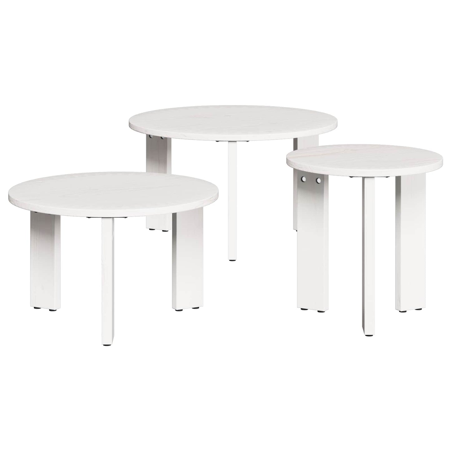 Sofabord 3 stk. Hvid 47,5 x 47,5 x 27 cm Massivt fyrretræ