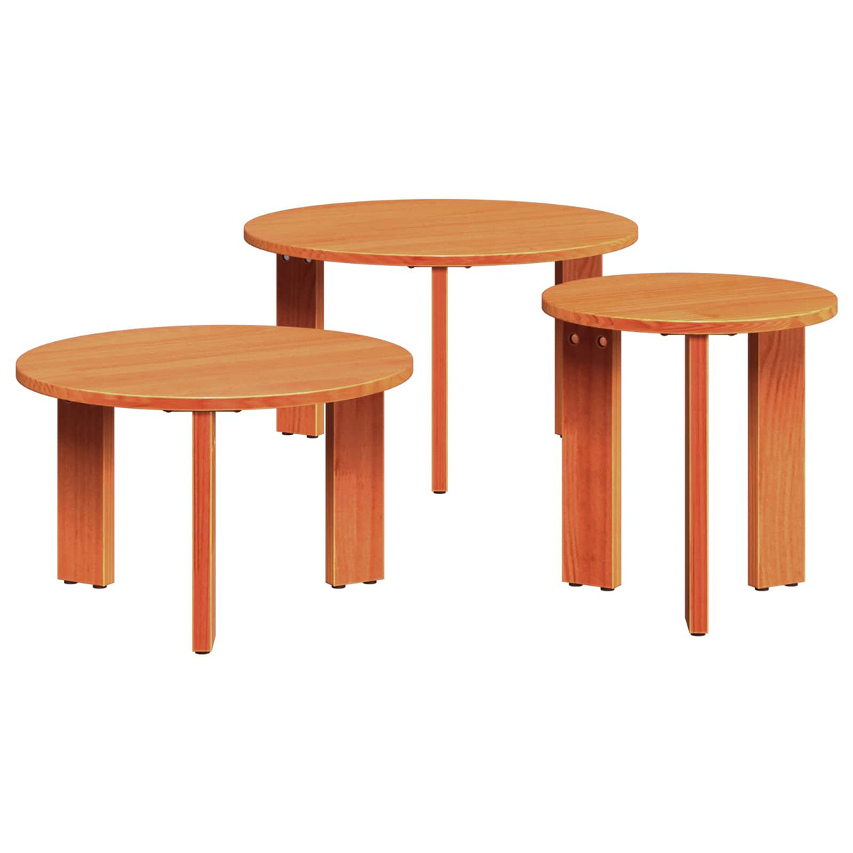 Sofabord 3 stk. Voks brun 47,5 x 47,5 x 27 cm Massivt fyrretræ