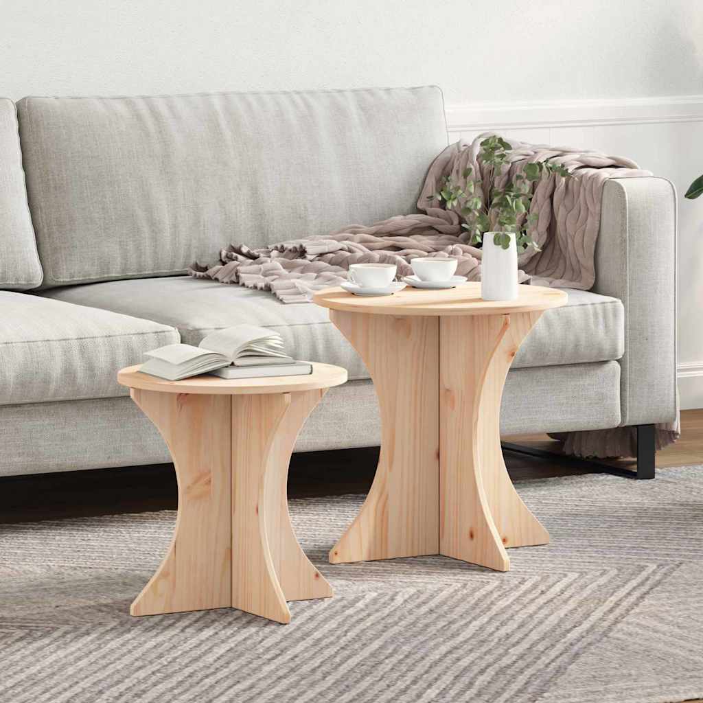 Sofabord 2 stk. Naturfarvet 46 x 46 x 47 cm Massivt fyrretræ