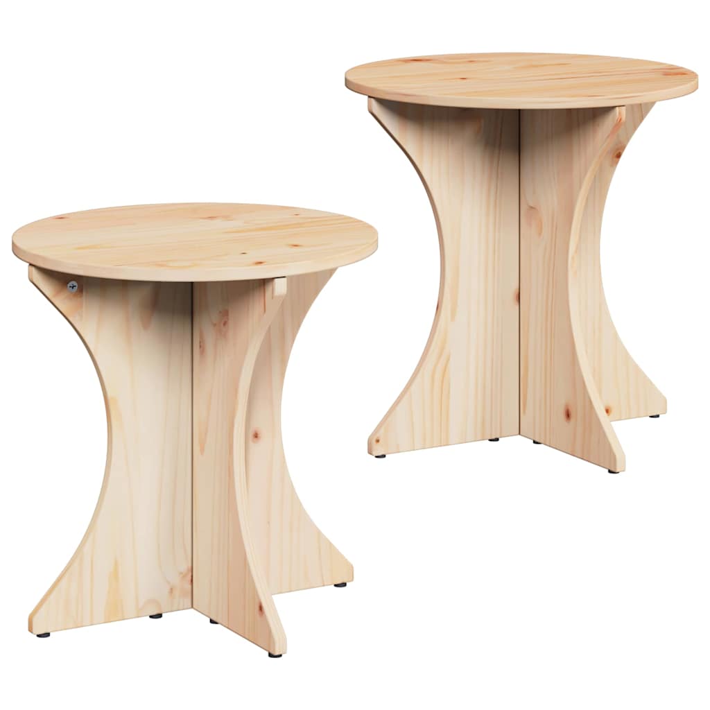 Sofabord 2 stk. Naturfarvet 46 x 46 x 47 cm Massivt fyrretræ