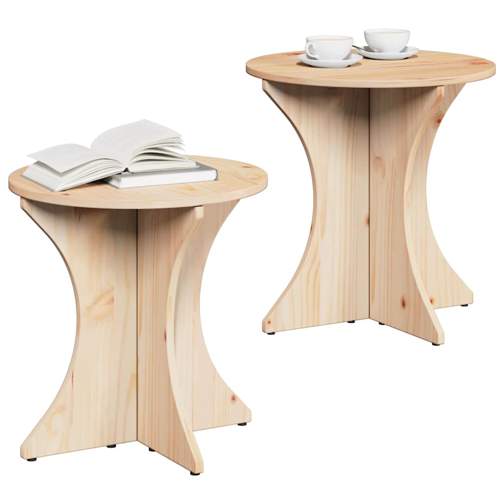 Sofabord 2 stk. Naturfarvet 46 x 46 x 47 cm Massivt fyrretræ