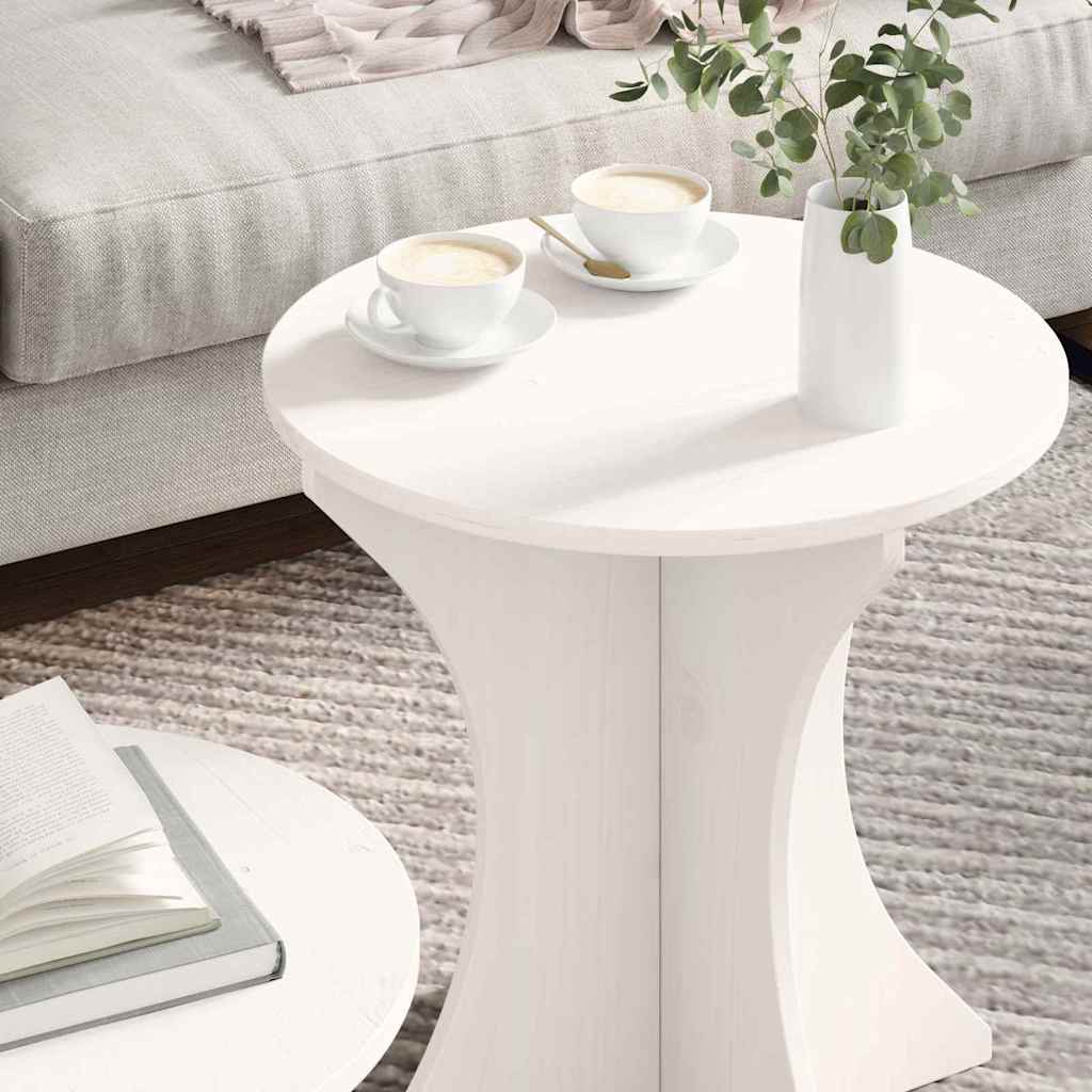 Sofabord 2 stk. Hvid 46 x 46 x 47 cm Massivt fyrretræ