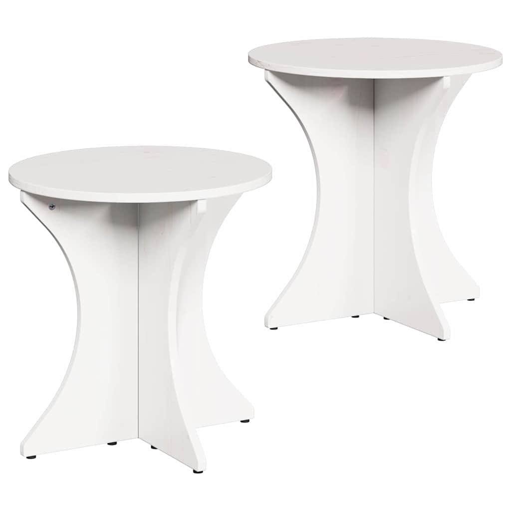 Sofabord 2 stk. Hvid 46 x 46 x 47 cm Massivt fyrretræ