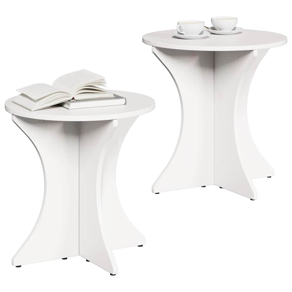 Sofabord 2 stk. Hvid 46 x 46 x 47 cm Massivt fyrretræ
