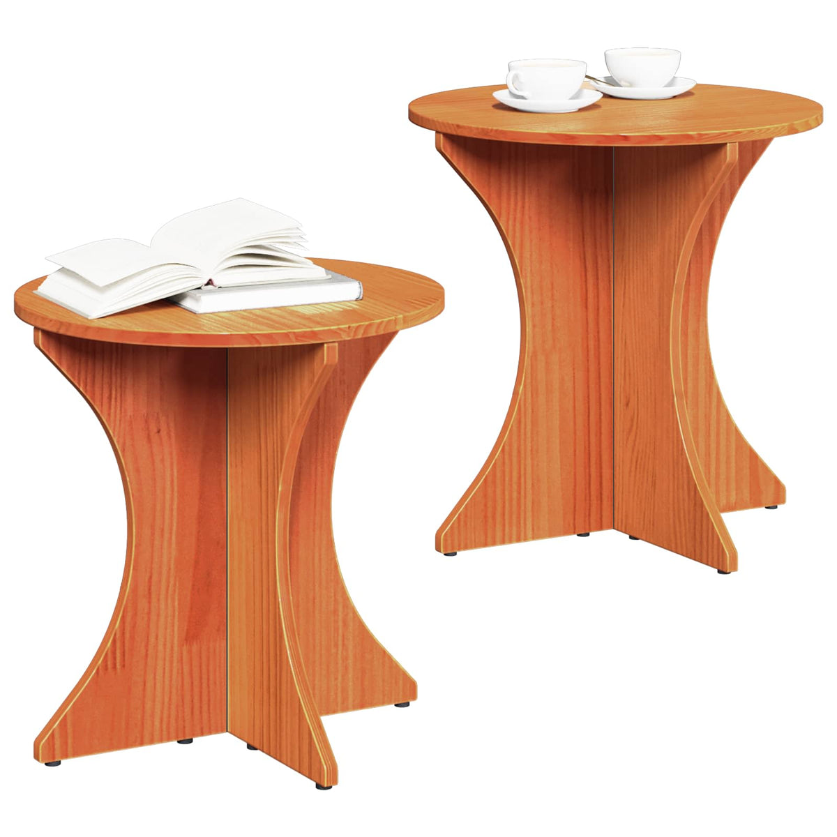 Sofabord 2 stk. Voks brun 46 x 46 x 47 cm Massivt fyrretræ
