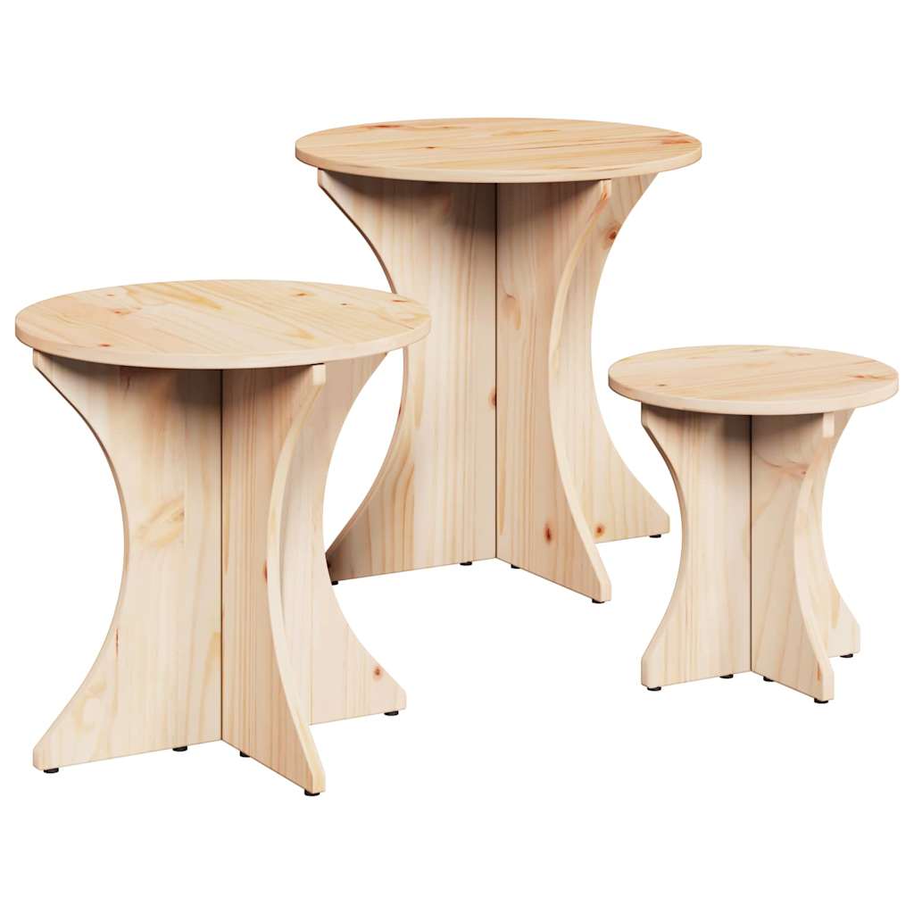 Sofabord 3 stk. Naturfarvet 46 x 46 x 47 cm