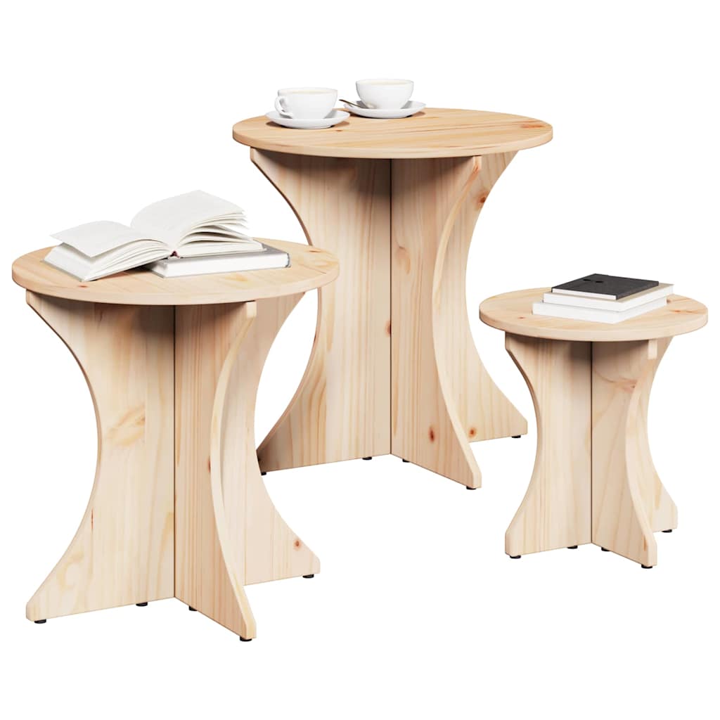 Sofabord 3 stk. Naturfarvet 46 x 46 x 47 cm