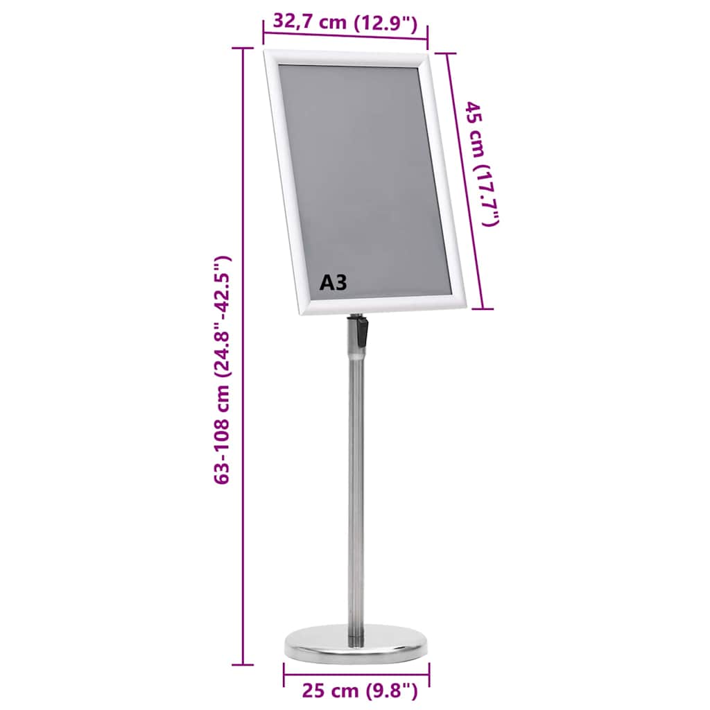 Plakat Stande 2 stk. Sølv 45 x 32,7 x 108 cm Aluminium