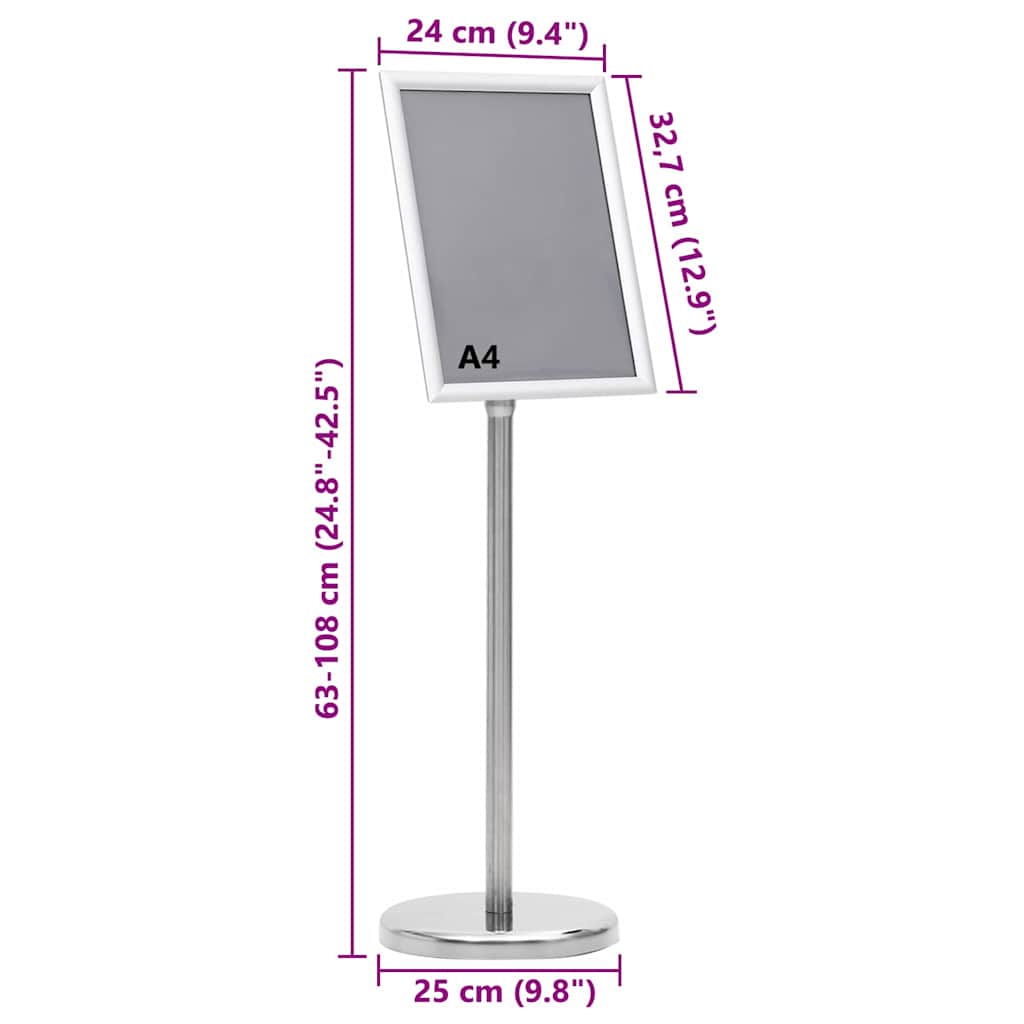 Plakat Stande 2 stk. Sølv 32,7 x 24 x 108 cm Aluminium