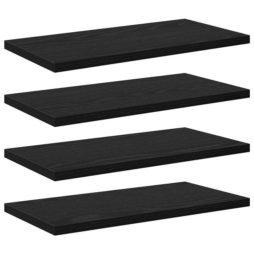 Boghylde Bræt 3 niveauer 4 stk. 40 x 20 x 1,5 cm Sort