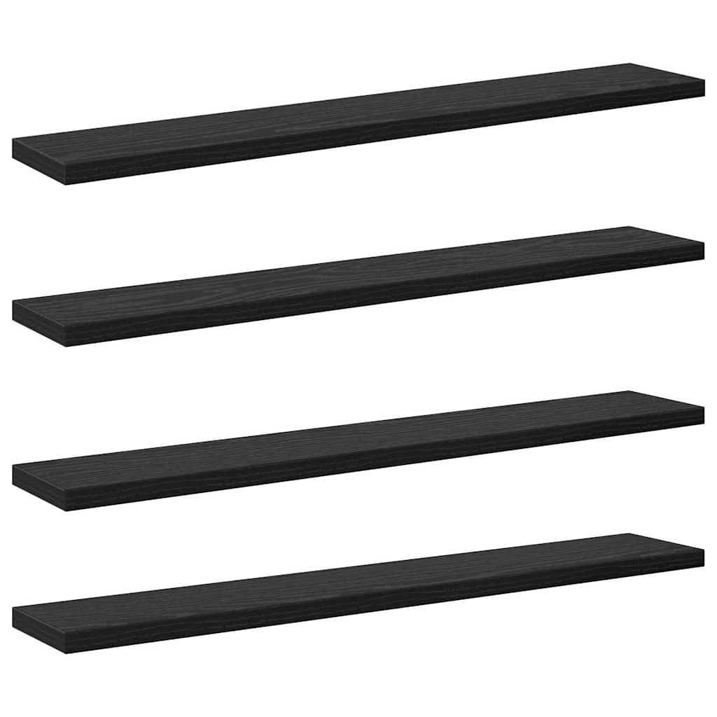 Boghylde Bræt 3 niveauer 4 stk. 60 x 10 x 1,5 cm Sort