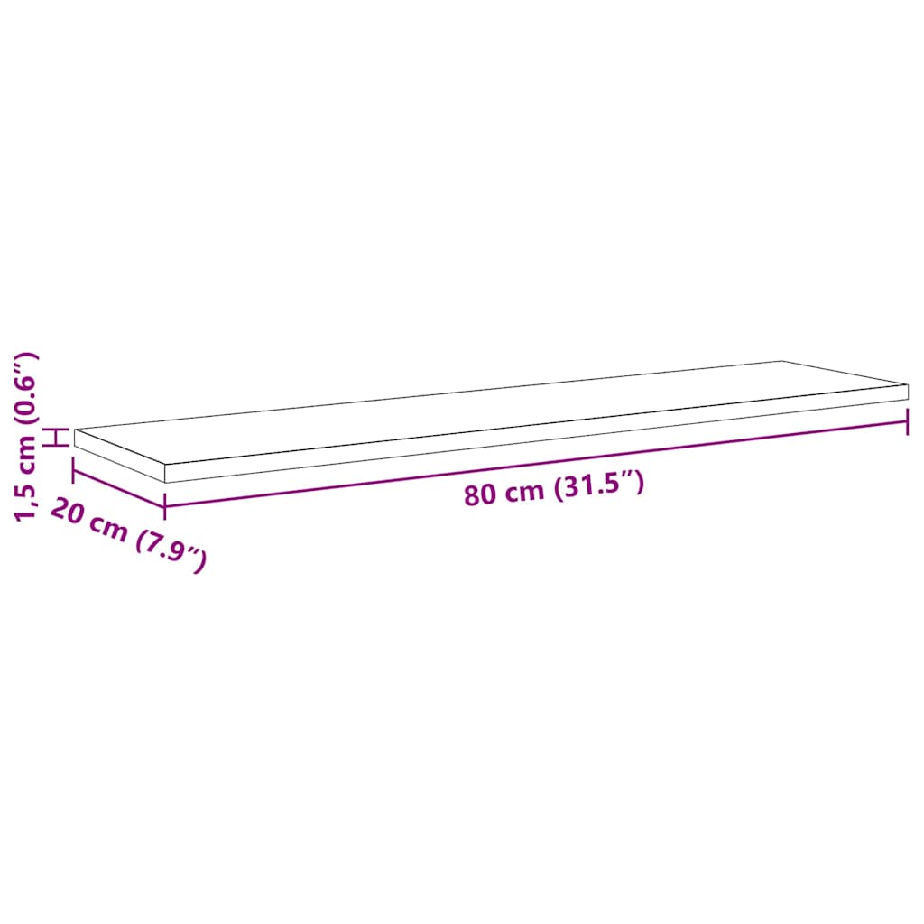 Boghylde Bræt 3 niveauer 4 stk. 80 x 20 x 1,5 cm Sort