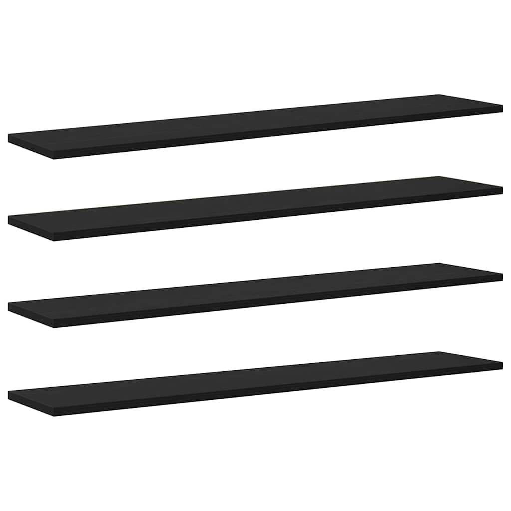 Boghylde Bræt 3 niveauer 4 stk. 100 x 20 x 1,5 cm Sort