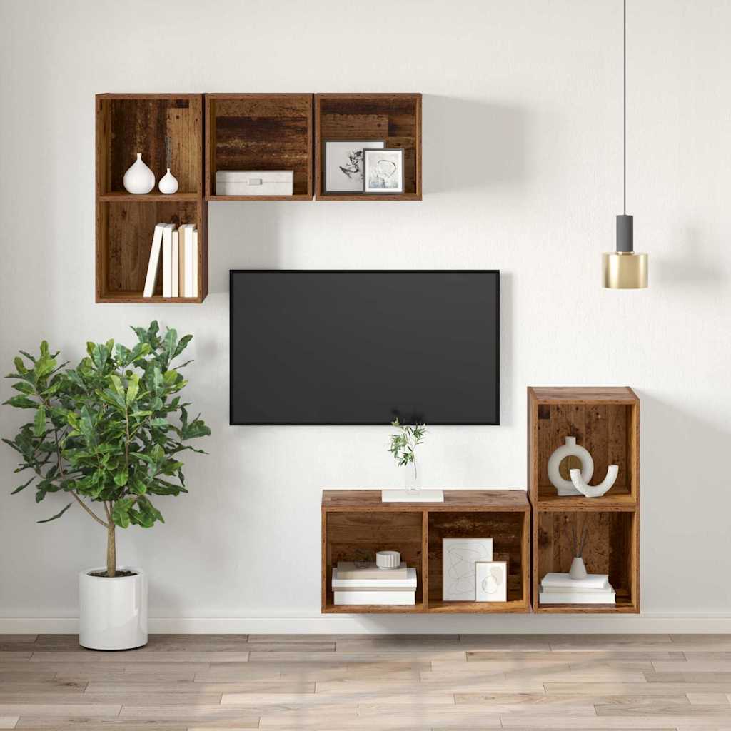 TV-møbelsæt 37 x 37 x 72 cm Gammelt træ Konstrueret træ