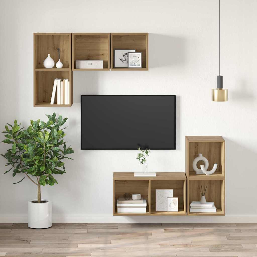 TV-møbelsæt 37 x 37 x 72 cm Artisan Egetræ Konstrueret træ