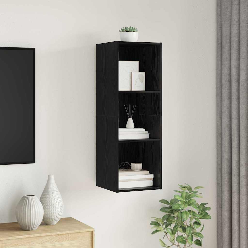 TV-møbelsæt 37 x 37 x 107 cm Sort eg Konstrueret træ