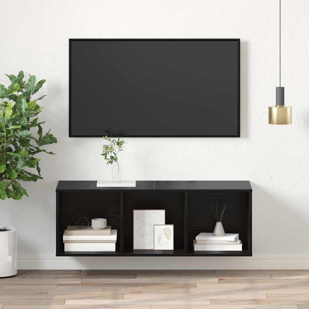 TV-møbelsæt 37 x 37 x 107 cm Sort eg Konstrueret træ