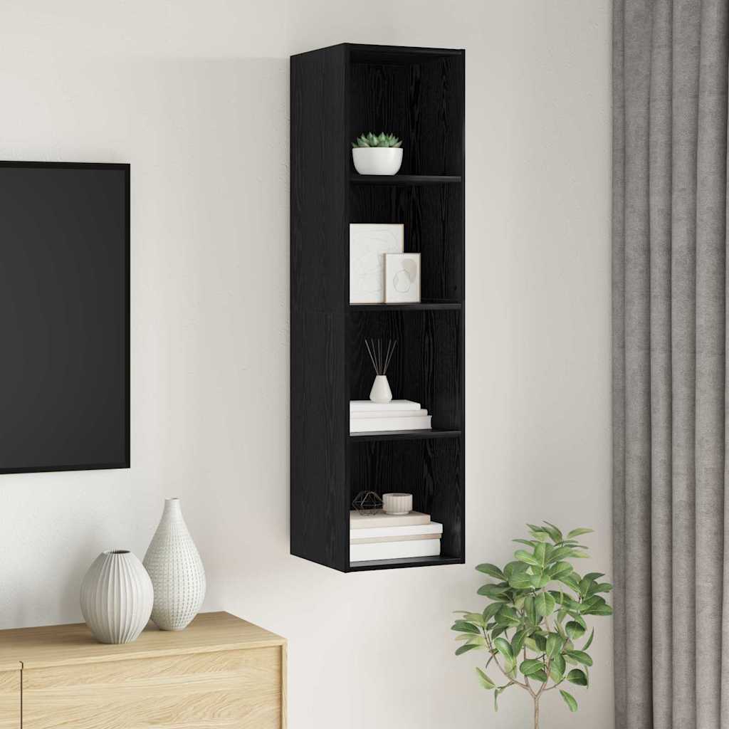 TV-møbelsæt 37 x 37 x 142,5 cm Sort eg Konstrueret træ