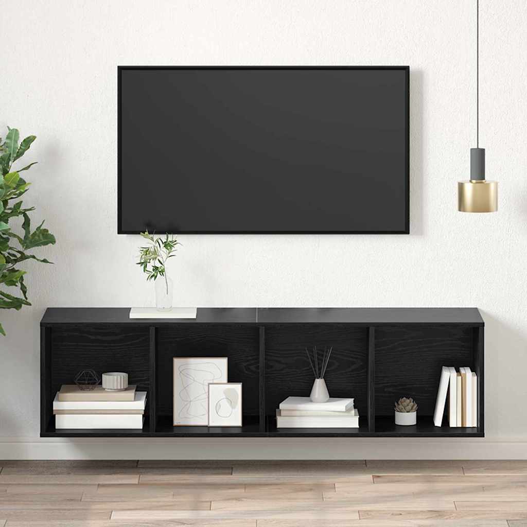TV-møbelsæt 37 x 37 x 142,5 cm Sort eg Konstrueret træ