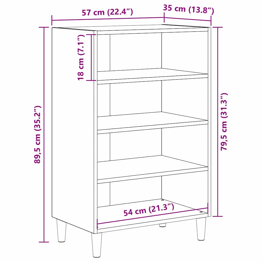 Sideboard Sort eg 57 x 35 x 89.5 cm Konstrueret træ