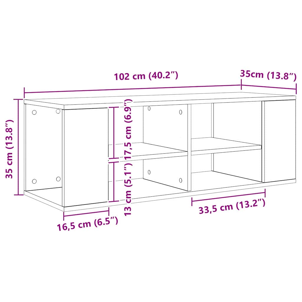 TV-møbelsæt 102 x 35 x 35 cm Sort eg Konstrueret træ