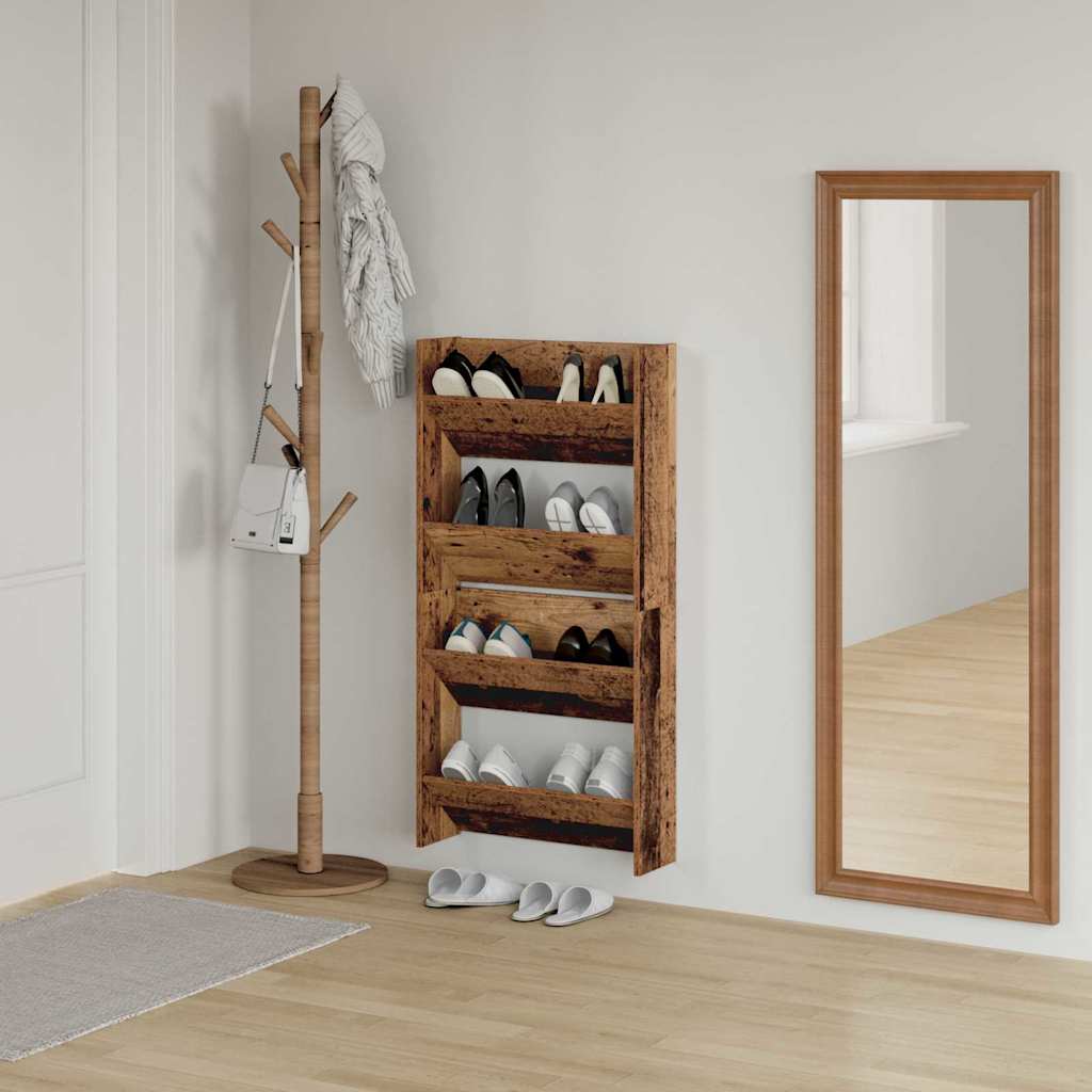 Sko skab 2 stk. 60 x 18 x 60 cm Konstrueret træ Gammelt træ