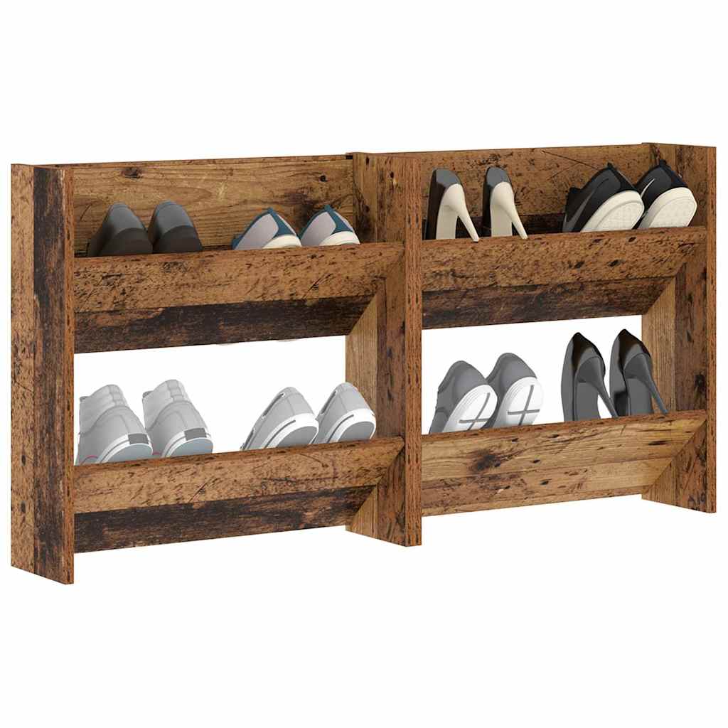 Sko skab 2 stk. 60 x 18 x 60 cm Konstrueret træ Gammelt træ