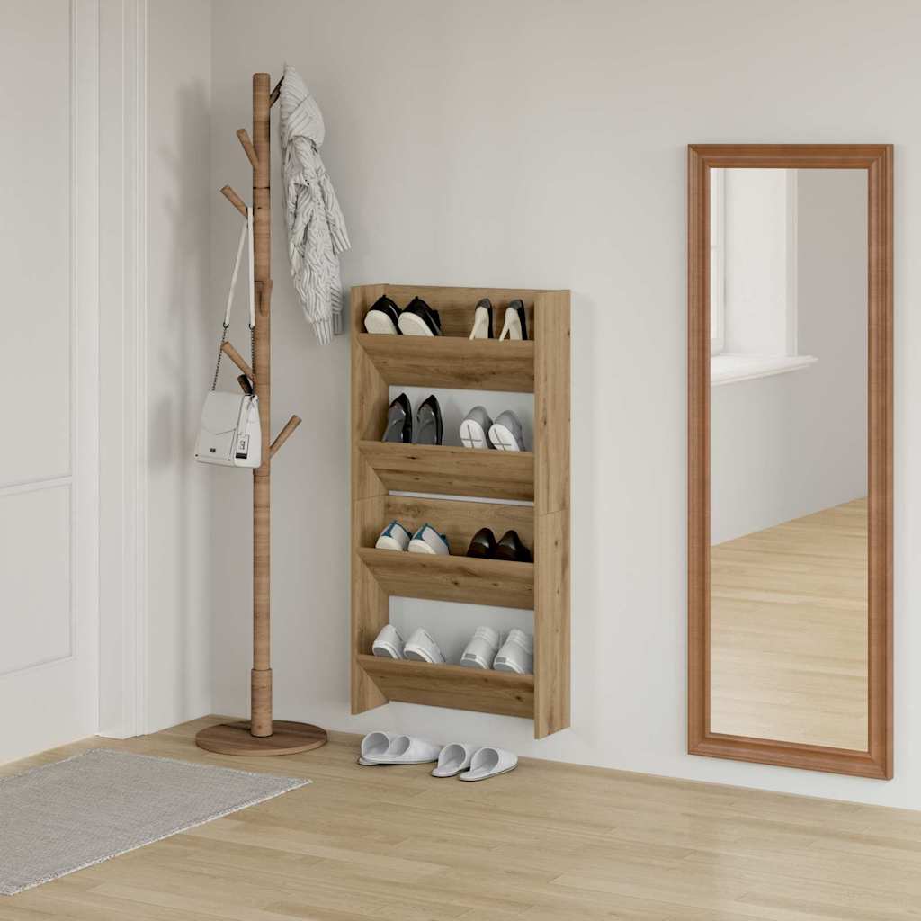Sko skab 2 stk. 60 x 18 x 60 cm Konstrueret træ Artisan-eg