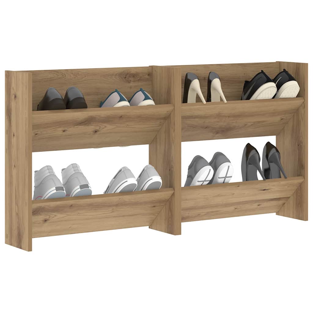 Sko skab 2 stk. 60 x 18 x 60 cm Konstrueret træ Artisan-eg