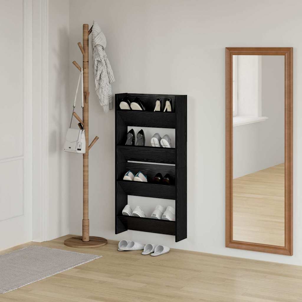 Sko skab 2 stk. 60 x 18 x 60 cm Konstrueret træ Sort eg