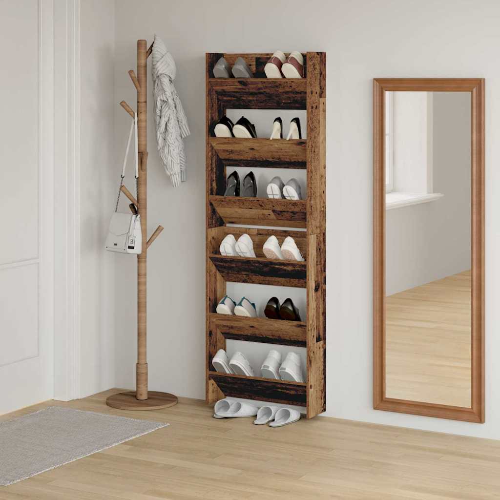 Sko skab 2 stk. 60 x 18 x 90 cm Konstrueret træ Gammelt træ