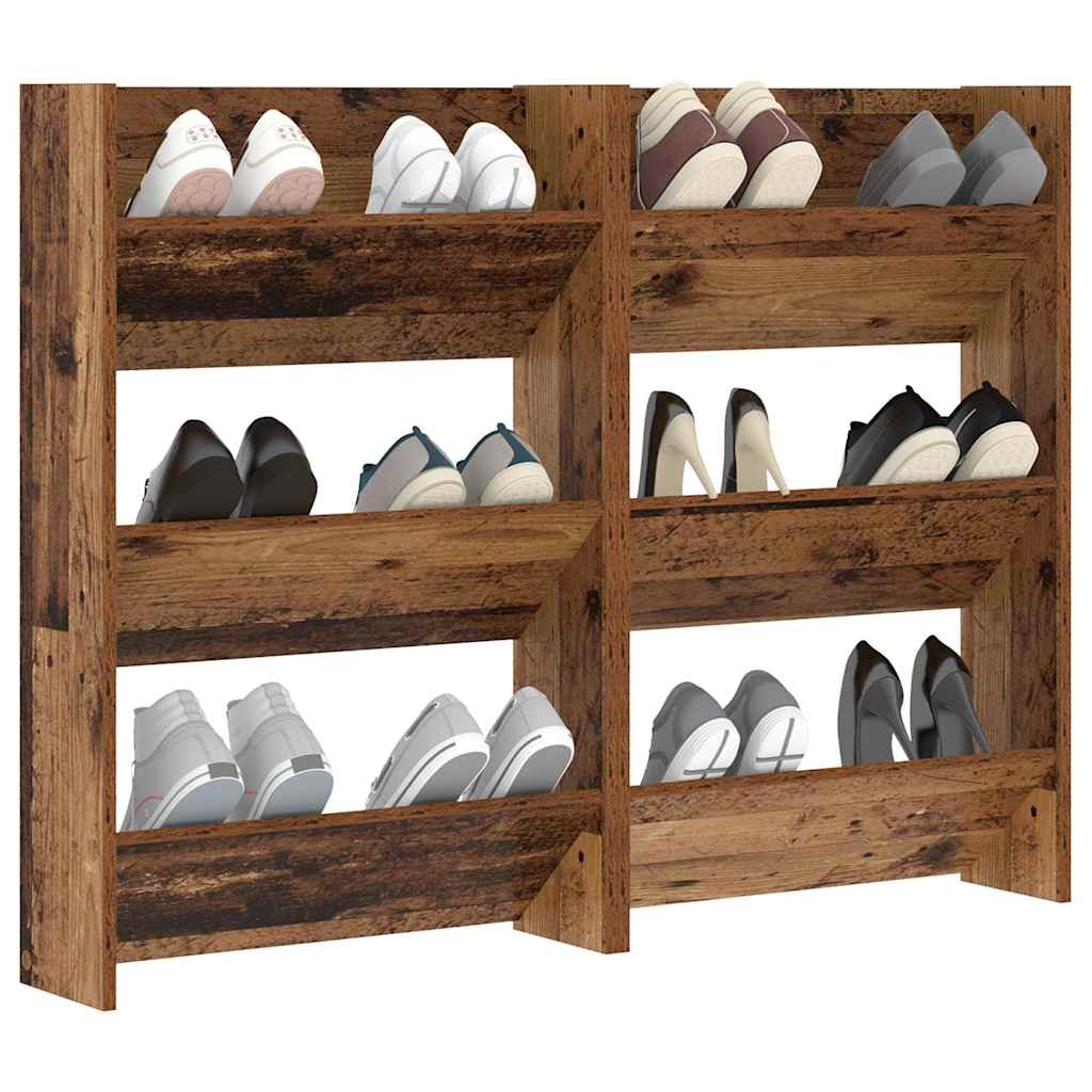 Sko skab 2 stk. 60 x 18 x 90 cm Konstrueret træ Gammelt træ