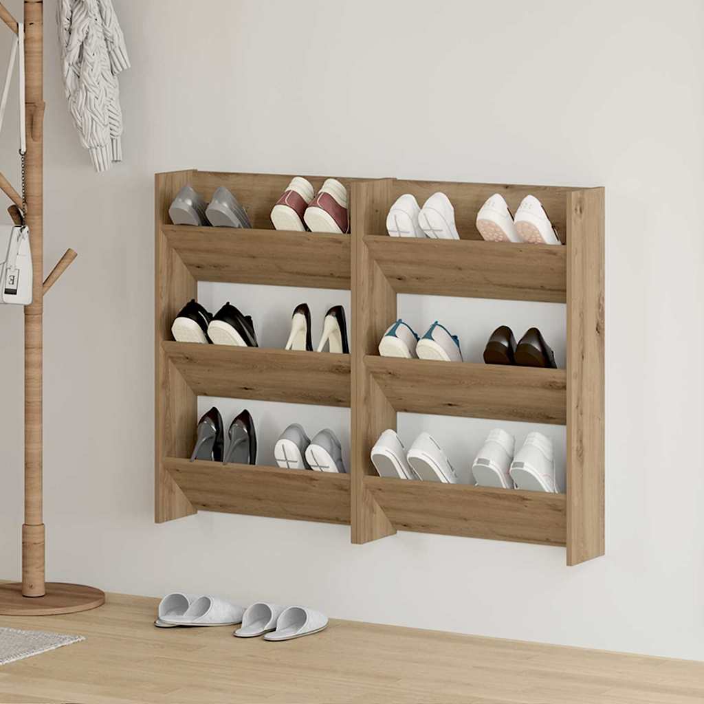 Sko skab 2 stk. 60 x 18 x 90 cm Konstrueret træ Artisan-eg